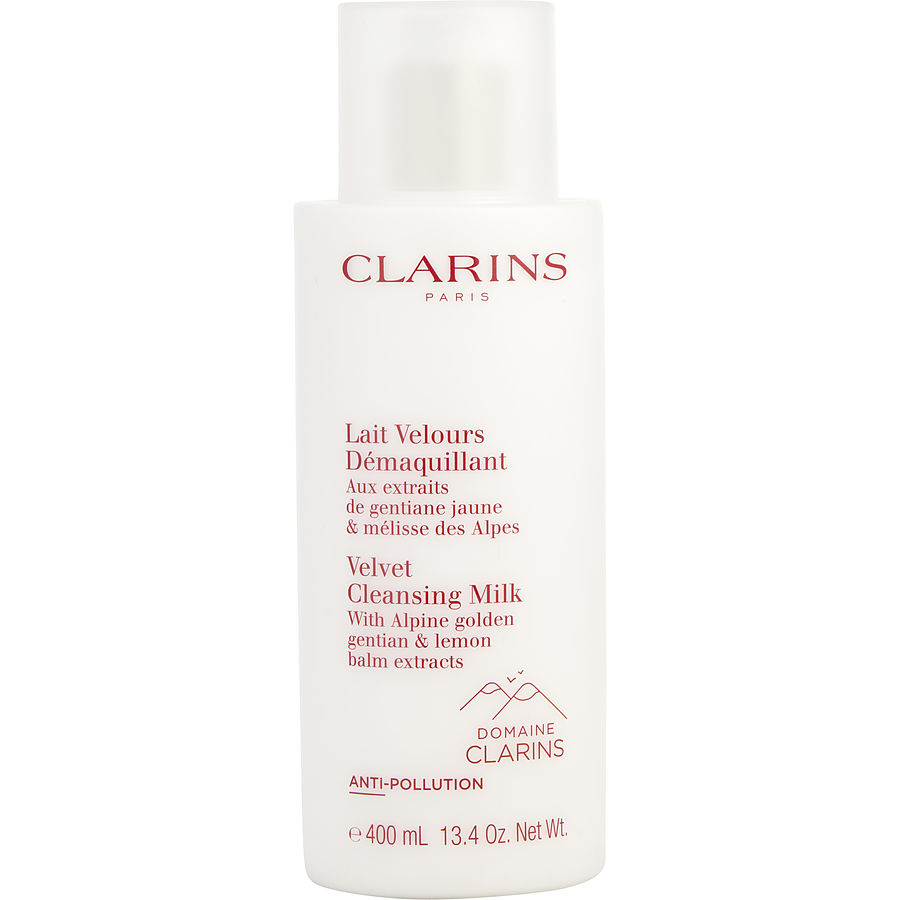 Clarins velvet cleansing milk with alpine golden gentian & lemon balm extracts -400ml/13.4oz