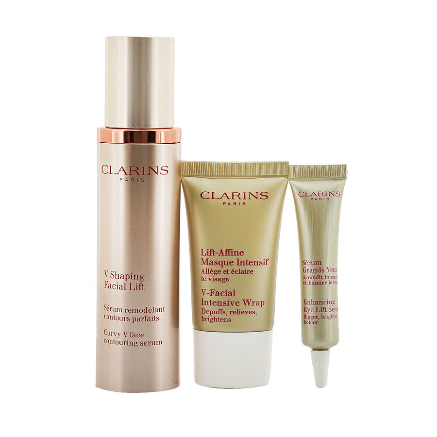 Clarins v shaping facial lift collection: v shaping facial lift 50ml+ eye lift serum 7ml+ vfacial intensive wrap 15ml+ pouch 3pcs+1pouch