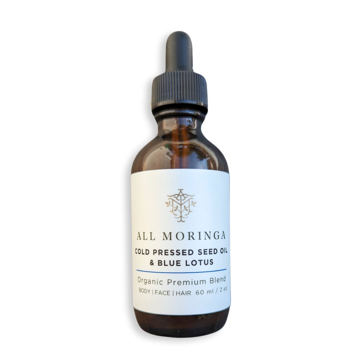 Organic Pure Cold-Pressed Moringa Seed Oil Infused With Blue Lotus Absolute for Face, Body, and Hair