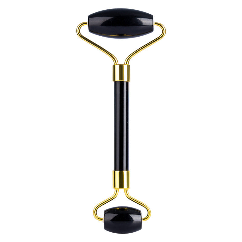 Jade Roller Gua Sha Set - Skin Care Set, Natural Beauty Skin Care Tools, Face Roller Massager for Face, Neck, and Eye Treatment (Black)