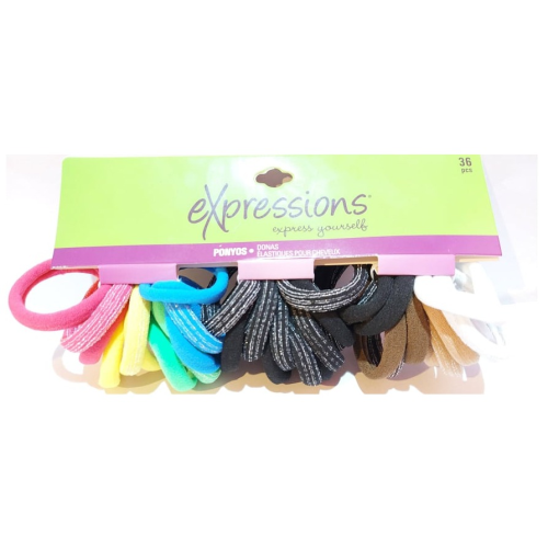EXPRESSIONS 36PCS COLOURED HAIR TIES