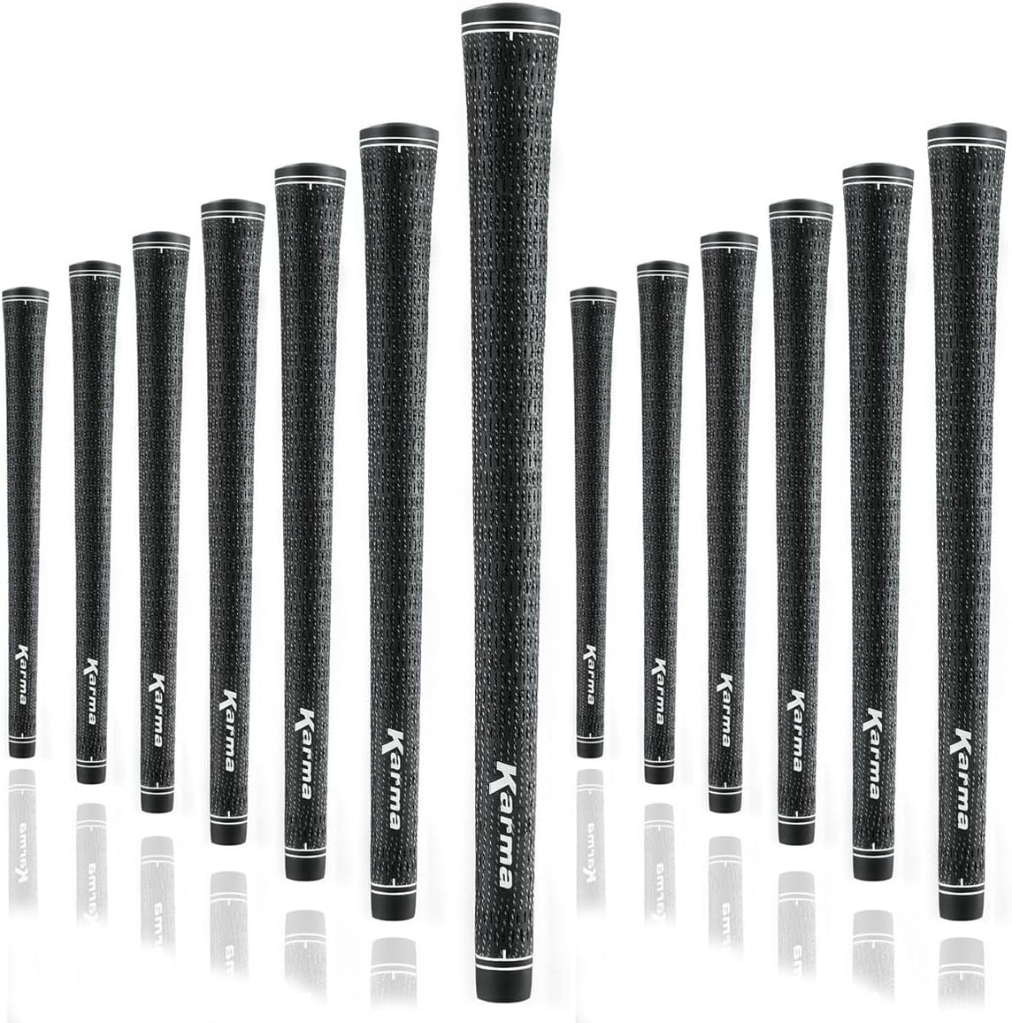 Karma Velour Full Cord Golf Grips & Grip Kit, Black Standard Size All Weather Non-Slip Corded Rubber Replacement Golf Club Grips