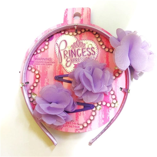 Expressions Princess 3Pc Chiffon Flower Hair Set - Assorted Colors