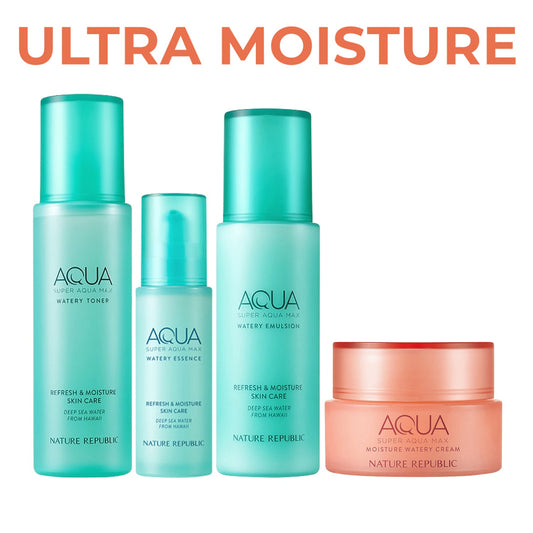 Super Aqua Max 4 Piece Set - Toner, Essence, Emulsion & choose your Watery Cream (w/ NCT 127 All Member's Goods)